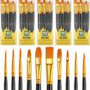 Acrylic Paint Brushes Set, 50Pcs Round Pointed Tip Artist Paintbrushes for Acrylic Painting Oil Watercolor Canvas Boards Rock Body Face Nail Art, Halloween Pumpkin Ceramic Crafts SuppliesBlack