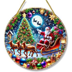 2025 Fun Santa Claus Decorations Christmas Tree, 5.8 * 5.8inch Large Acrylic Hanging Holiday Ornament Christmas Decorations (Santa Claus 13)