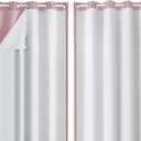 Simplebrand 100% Blackout Greyish White Curtain Liners 2 Panles Set, 100% Darkening Blackout Thermal Insulated Curtain Liner for 95 96 Inch Living Room Curtain with 18 Pieces Rings, 50W x 92" L