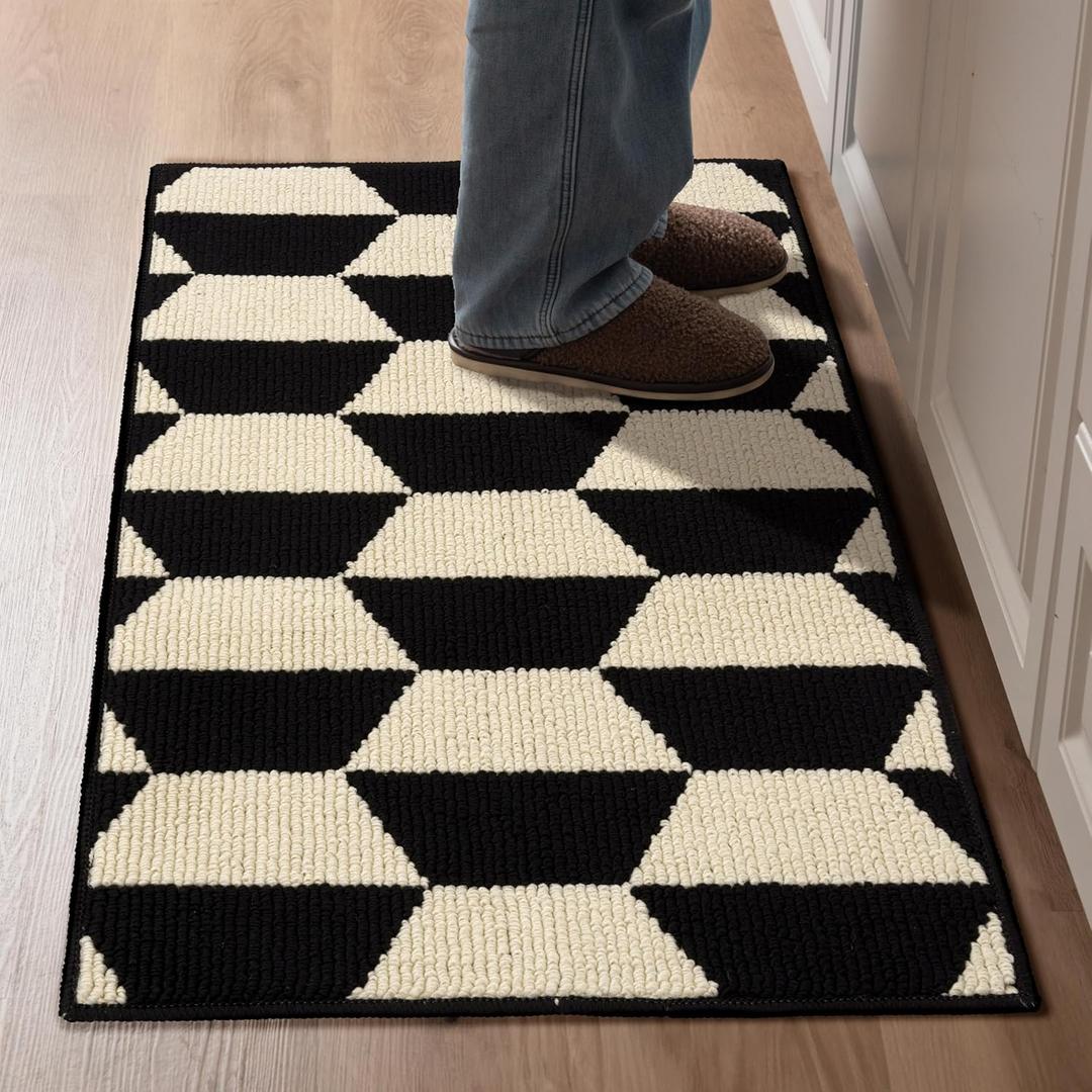 GRANNY SAYS Kitchen Mats for Floor, Kitchen Rugs Non Slip Washable, Runner Rugs for Kitchen Floor, 32" x 20", Stain Resistant Comfort Standing Mat Made of 100% Polypropylene, Black