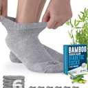 Doctor's Select Viscose Bamboo Ankle Diabetic Socks for Women and Men - 6 Pairs | Super Soft, Non Binding, Loose Wide Top (Gray)