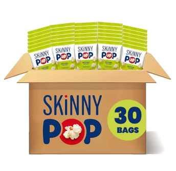SkinnyPop Popcorn, Original, Whole Grain, Dairy-Free Snack, 0.65oz Bags (30ct), BB01152026