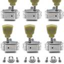 Metallor Vintage Guitar String Tuning Pegs Tuning Machines Tuning Keys Machines Heads Tuners Compatible with Les Paul LP SG Style Electric Guitar 3 Left 3 Right, Chrome with Tulip Button.