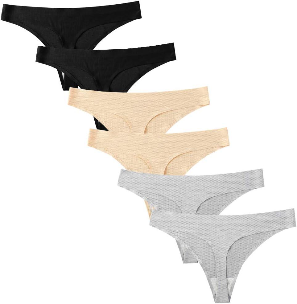 Closecret Lingerie Women 6 Pack Seamless Thongs Underwear Ice Silk Comfy G-string Panties (Large) Closecret Lingerie Women 6 Pack Seamless Thongs Underwear Ice Silk Comfy G-string Panties (Large)