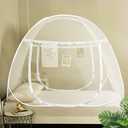 AMMER Pop Up Mosquito Net Tent for Beds, Portable Foldable Mosquito Netting Folding Design with Net Bottom,2 Entries,Suit for Twin to King Size Bed (79x71x59inch)