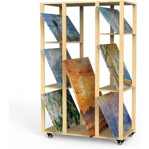 GARVIN Extra-Large Art Storage Rack  Adjustable Wooden Cabinet-Style Multi-Tier Canvas Storage & Display Rack, Heavy-Duty Art Organizer for Classroom, Studio, Gallery, Posters (Natural)