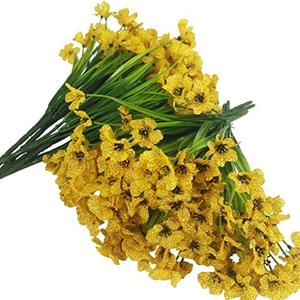 OMUYGDD 20 Bundles Fake Flowers Plastic Outdoor Artificial Plants Indoor Faux Flowers Garden Patio Porch Window Box Decorating, No vase included 