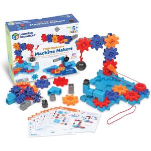 Learning Resources STEM ExplorersTM Machine Makers, 60 Pieces, Ages 5+, STEM Toys, STEM Building Toys, STEM Kits, Engineering toys, build it yourself toys