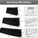 Black Wedge Headboard Pillow Queen Triangular Pillow for Sitting Up in Bed