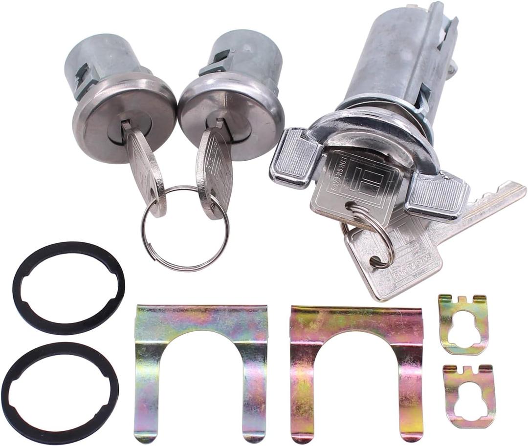 Ignition Switch and Door Lock Cylinder Kit for Chevy for GMC for Pontiac for Cadillac for Buick 1979-1999 Tumbler with Keys