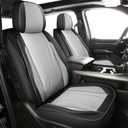 LINGVIDO Waterproof Faux Leather Seat Covers Fit for 2009-2024 Dodge Ram 1500 2500 3500 Seat Cushion Protector Truck Pickup Crew Quad Cab with Split Bench 40/60(Full Set Curved Back, Black+Gray)