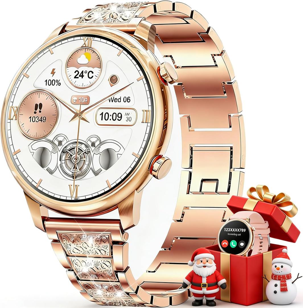 Hwagol Smart Watches for Women Android Phones iPhone Compatible(Bluetooth Call),1.39'' Round Fitness Tracker Heart Rate/SpO2/Sleep Monitor,100+Sport Modes Pedometer