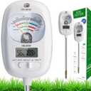 HSLGOVE Soil Test Kit, 7-in-One Soil Moisture Meter/Soil PH Meter/Fertility, Dual Screen Soil Tester w/Digital Soil Temp/Air Temp&Humidity for Plants Gardening,Lawn,Farm Indoor&Outdoor-Lvory White