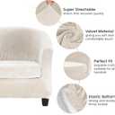 MIFXIN 2 Pieces Velvet Tub Chair Covers with Cushion Cover Stretch Soft Removable Tub Chair Slipcovers Armchair Sofa Couch Furniture Protector for Living Room Club Bar Counter Hotel (Beige)