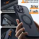 CANSHN 360 Spin Magnetic Stand for iPhone 16 Pro Case with Camera Control [Full Camera Protection] [Compatible with Magsafe] Translucent Matte Shockproof Protective Phone Cover 6.3" - Black