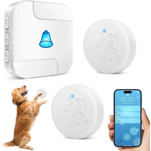 Smart Dog Bell for Potty Training Wireless Doggie Door Bell for Dog Puppy Training Sliding Door/Go Outside Doorbell and Waterproof Touch Button with Tuya (2 push button+ 1 smart receiver)