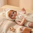 Cloveray 20-Inch Cute Reborn Baby Doll, Big Eyes Realistic Newborn Baby Doll with Hand-Rooted Hair, Full-Body Vinyl Baby Dolls for 3+ Ages, Gifts, Collect
