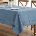 MIULEE Dusty Blue Rectangle Linen Polyester Tablecloth with Decorative Cutouts Waterproof Stain Resistant & Shrink-Proof Table Cloth 60x104 inch Farmhouse Style for Dining Wedding Party