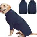IECOii 4XL Warm Knitted Sweater for Dogs Boy, Cozy Turtleneck Dog Sweaters with Sleeves for Cold Weather, Stretchy Comfortable Dog Jumper, Machine Washable(Size XXXXL, Dark Blue) 