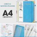 2026 Planner, Weekly and Monthly Calendar Planner from January 2026 - December 2026, 8.5" x 11" Hardcover Leather Hourly Appointment Book with Tabs, Spiral Daily Planners for College School Work Home, Sky Blue (A4)