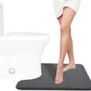 Yimobra Memory Foam Toilet Bath Mat U-Shaped, 24 X 20 Inches,Soft and Comfortable, Super Water Absorption, Non-Slip, Machine Wash and Easier to Dry for Bathroom Commode Contour Rug, Dark Gray