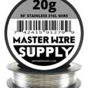 Stainless Steel 316L - 50' - 20 Gauge Wire - 50ft - 0.81mm - 0.032in - Made in USA - Master Wire Supply