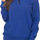 Samefar Womens Warm Cozy High Neck Long Sleeve Solid 1/4 Zip Pullover Sweatshirts with Pockets (XX-Large, Blue)