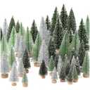 30Pcs Christmas Decorations Mini Christmas Trees, Artificial Christmas Tree Bottle Brush Trees with Wooden Base for Christmas Decor Christmas Party Home Table Craft