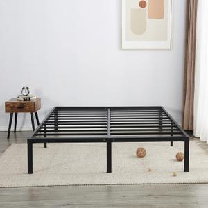 AMOBRO 14 Inch King Bed Frame, Metal Platform Bed Frame King Size with Storage Space, No Box Spring Needed, Sturdy Steel Slat Support, Hidden Recessed Legs, Safety Corner Protectors, Easy Assembly