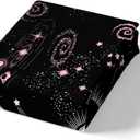 Castle Fairy Outer Space Bedding Set Starry Sky Pink White Stars Black Comforter Cover Set for Kids Teens Bedroom Decor Galaxy Universe Planet Duvet Cover Microfiber Breathable Bedspread Full Size (Multi 18)