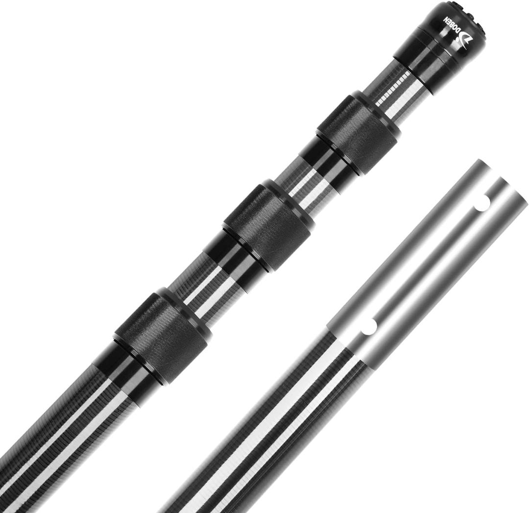 Carbon Fiber Pool Pole, 15 Foot Telescoping Swimming Pool Cleaning Pole, Telescopic Pool Poles 4.6 to 15 FT, Professional Poles New Locking Device for Skimmer Net, Brush, Vacuum Head 15FT (Bright)