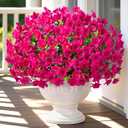 MARTINE MALL Artificial Flowers for Outdoors, 12 Bundles Realistic Fake Outdoor Flowers, UV Resistant Silk Flower for Outside Look Real Faux Flower Plants for Porch Garden Decor, Fuchsia