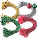 YOOHUA 604PCS 8inch Christmas Ornament Hooks, Ornament Hangers with Snap Ornament String for Christmas Tree Holiday Party Hanging Decorations Ropes Easy and Fast Locking (Gold Silver Red Green)