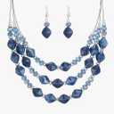 3 Layered Chunky Statement Necklace for Women Beaded Strand Necklaces with Earring Fashion Costumes Collar Necklace Jewelry Sets Gifts for Women