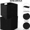 Set of 2 Hand-Woven Paper Rope Wicker Baskets, Storage Basket, Foldable Cube Storage Bins, Black Storage Cubes, Square Baskets for Organizing Shelves Decor, 12x12x12in