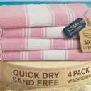 LANE LINEN Turkish Beach Towel Set of 4 - Beach Towels, Pre-Washed Pool Towel, Extra Large Beach Towel, Quick Dry & Sand Free, Absorbent Travel Towel, 39"x71" - Candy Pink