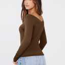 MIHOLL Womens Long Sleeve Off The Shoulder Tops Y2K Going Out Slim Fit Crop V Neck Shirts Fall Fashion Clothes Outfits