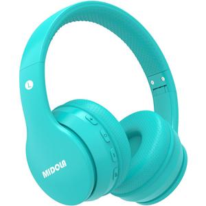 MIDOLA Kids Headphones Bluetooth 5.4 Wireless 68H Play Time Volume Limit 85/94dB Over-Ear Foldable Headset,Type-C Fast Charging,Wired Aux Mic for Toddler Child Pad Tablet Cyan (Turquoise)