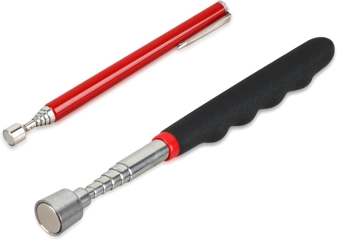 2-Piece Set Magnetic Pick Up Tool, 15LB Pull Force And 2LB Pull Force Telescopic Magnet Stick
