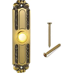 Dreyoo Lighted Metal Doorbell Push Button, Universal Garage Door Opener Switch with LED Light Compatible with Most Wire Doorbell Chimes, Transformer, Ringers, Buzzers(Retro Style)