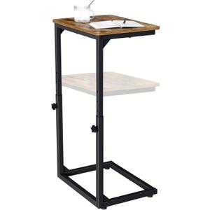 Adjustable C-Shaped End Table, Small Side Table for Couch, Sofa TV Tray Table for Living Room, Bedroom, Bedside ET-SA-BRW1