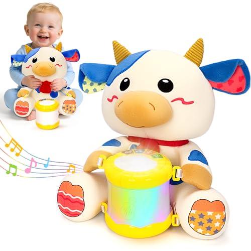 Hodurgyi Baby Toys 6-12 Months, Cow Musical Plush with Lights, ABCs, Animal Sounds, Numbers, Infant Early Learning Toy,Christmas Birthday Gifts for 6+ Month Boys &Girls