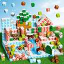 RiceBlock 100PCS Magnetic Blocks Toys for Kids, 7 Days Christma Advent Calendar, Science Learning Toys,Magnetic Cubes Building Blocks Toys for New Year (Pink)