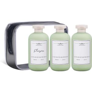ASEVAT 6.7 oz Empty Squeeze Bottles for Shampoo, Travel Containers for Toiletries, Leak Proof Plastic Bottles with Caps, Refillable for Lotion, Cream and Liquids (3Pcs) (Green)