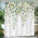 Riyidecor Sage Green Eucalyptus Shower Curtain, Fabric Cloth Bathroom Curtains, Leaves Plants Spring Floral Botanical Leaf Nature Watercolor Bath Shower Curtains Decor Set, 72x72 Inch