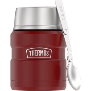 THERMOS Stainless King Vacuum-Insulated Food Jar with Spoon, 16 Ounce, Rustic Red