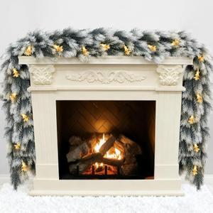 9 FT Cedar Garland Artificial Christmas Garland Encrypt with LED Light for Christmas Decorations Indoor Mantle Dining Table Decor Holiday Seasonal Outdoor Indoor Home Decor Christmas Decoration Gifts