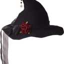 GRACEART Women Felt Wool Witch Hat Knitted Cap Halloween Wizard Cap Mardi Gras Hat Headwear (Black)