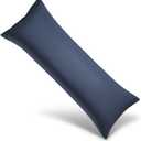 Body Cooling Pillowcase Long Pillow Case Breathable Cool Silky Soft Rayon Derived from Bamboo Fabric,Hair and Skin Friendly,Navy Blue,1 Pack,20x54IN