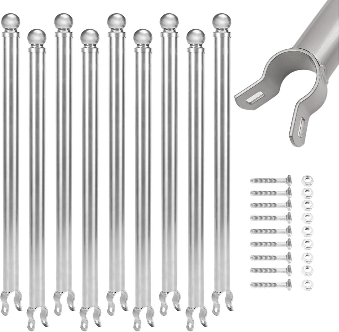 9 Pack Chain Link Fence Extension, 25" Fence Extension Height, Galvanized Post Extender for Dogs (1-3/8",Silver)